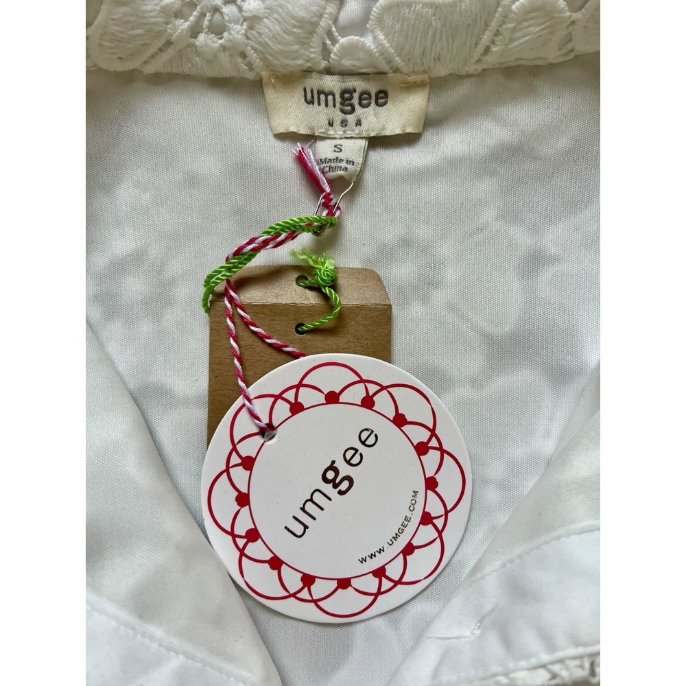 Umgee Off-White Floral Button-Down Lace Collared Dress Size Small - Picture 4 of 5